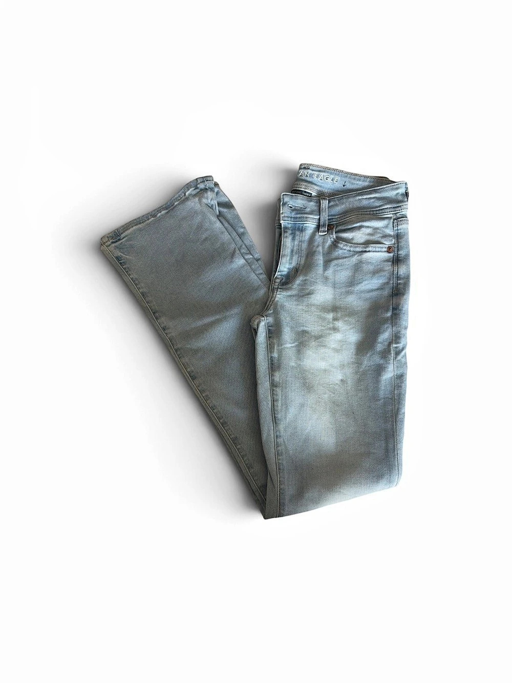 American Eagle Next Level Super Low-Waisted Kixk boot light wash color brand new